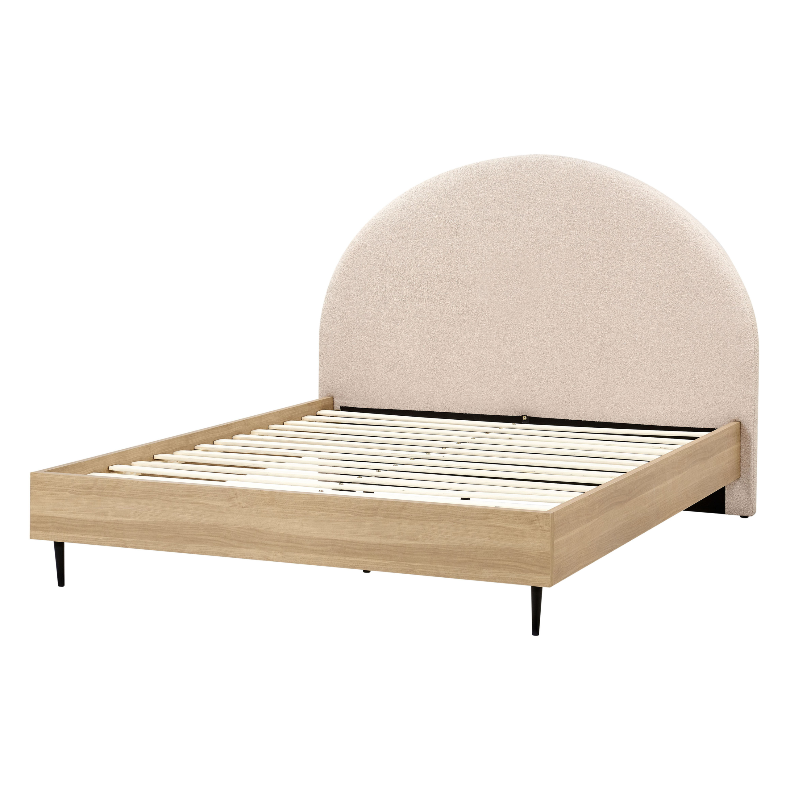 Säng med lamellram Bouclé MILLAY 140 x 200 cm Beige