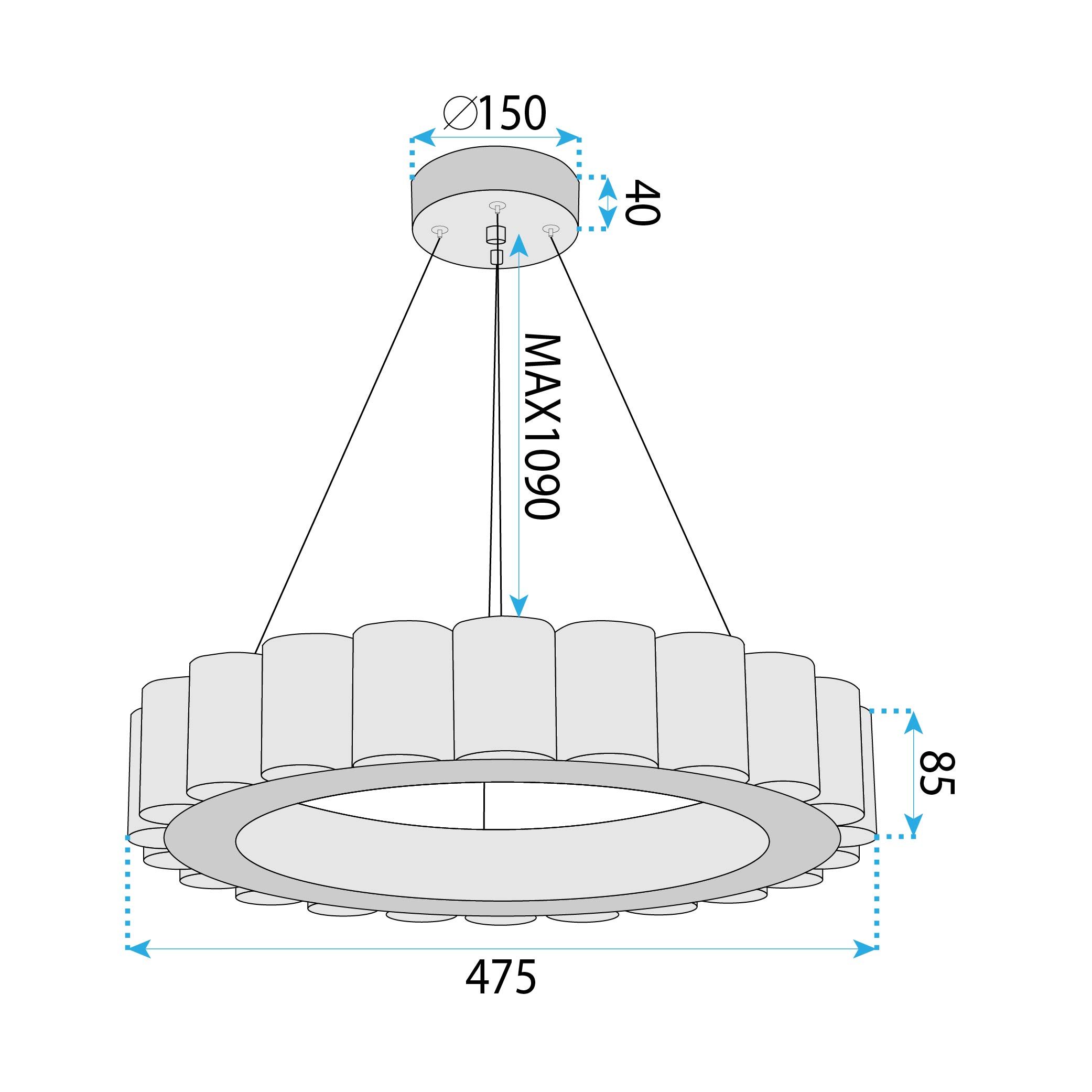 TOOLIGHT hängande taklampa APP1801-CP LED Borstat guld 48x48x115cm