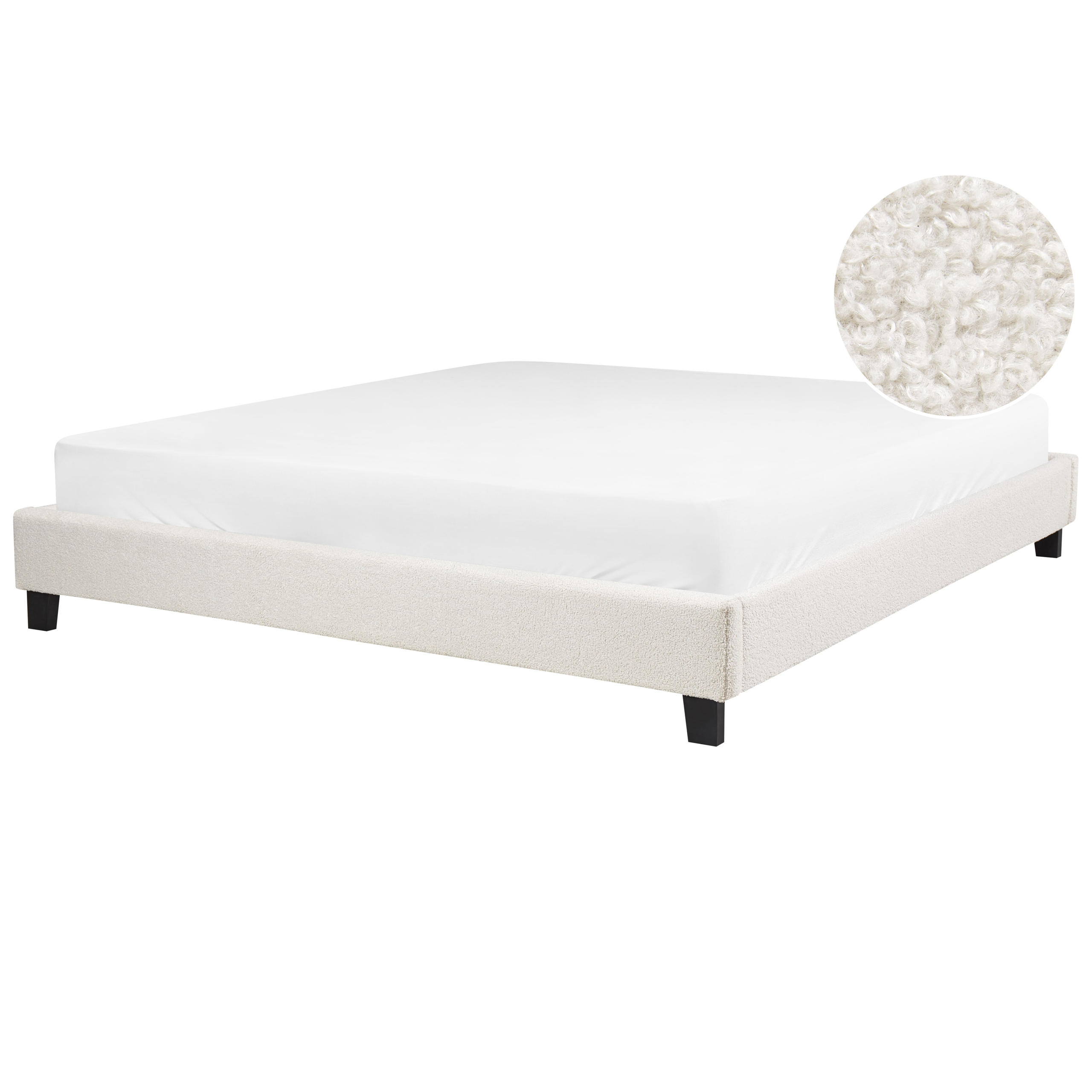 Säng utan huvudgavel Bouclé ROANNE 180 x 200 cm Ljusbeige