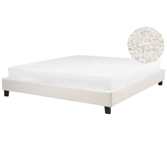Säng utan huvudgavel Bouclé ROANNE 180 x 200 cm Ljusbeige