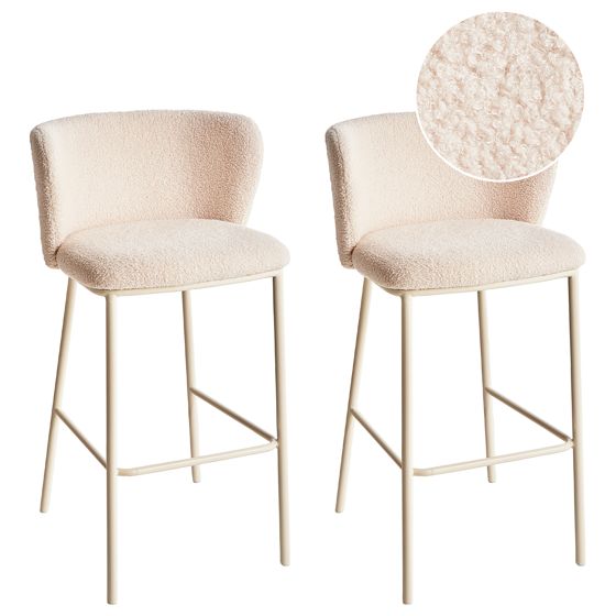 Set med 2 barstolar MINA II Bouclé Ljusbeige