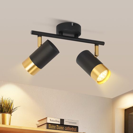 NETTLIFE GU10 taklampa hall svart guld vintage - spotlight 350° vridbar för vardagsrum sovrum kök