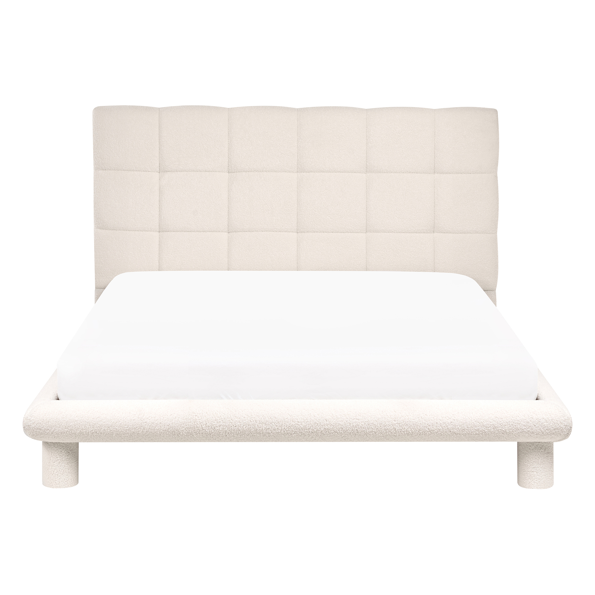 Säng med lamellram Bouclé CRESSAT 140 x 200 cm Off-White