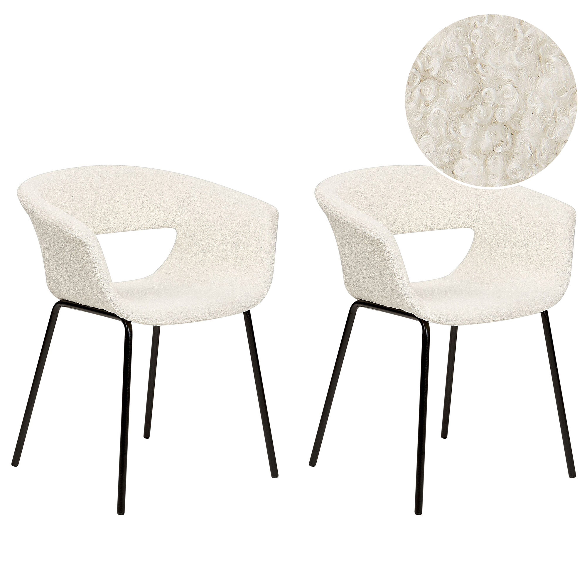 Set med 2 matstolar ELMA Bouclé Off-White