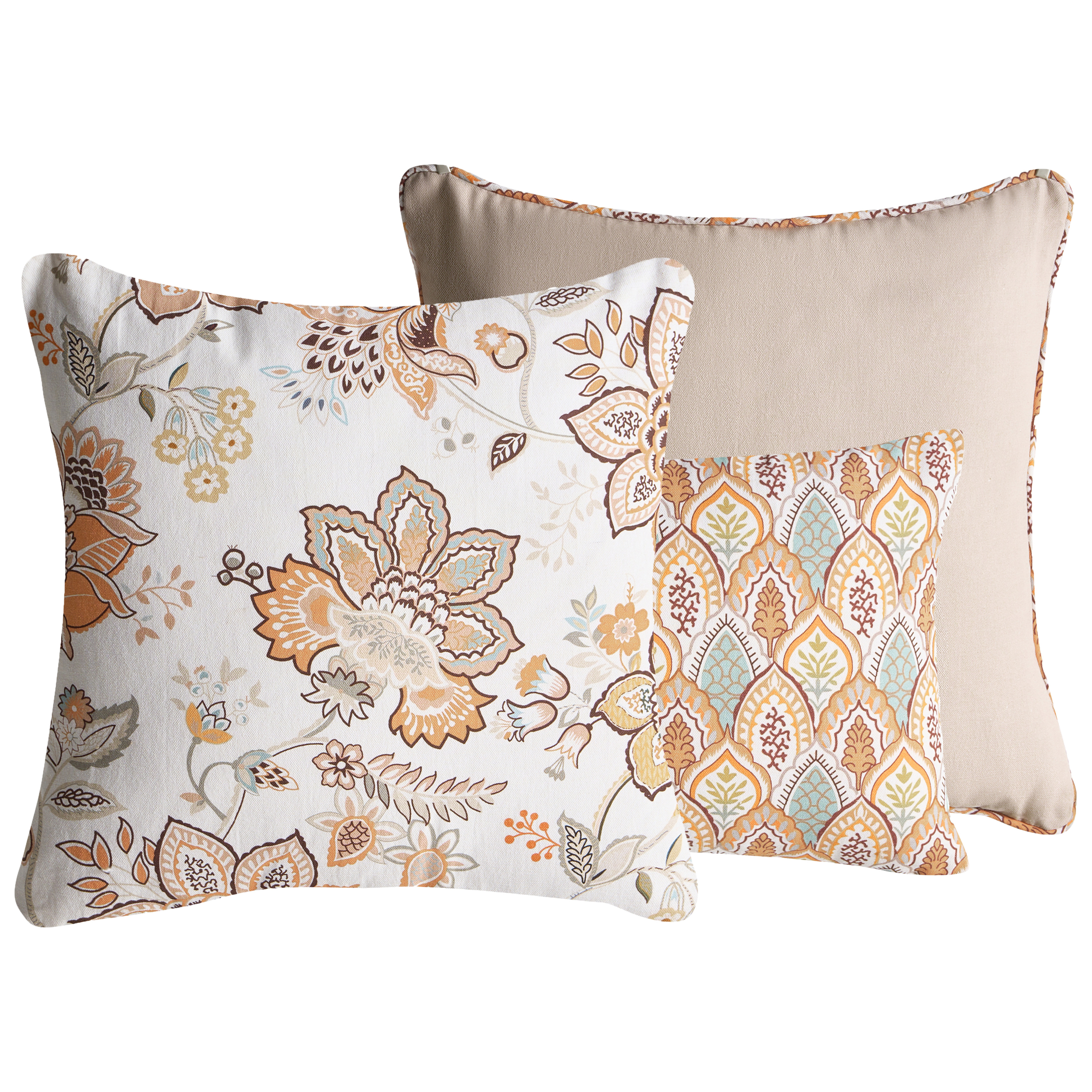 Set med 3 dekorativa kuddar HOPEA 30 x 50 cm 45 x 45 cm Bomull Flerfärgad Blommigt tryck