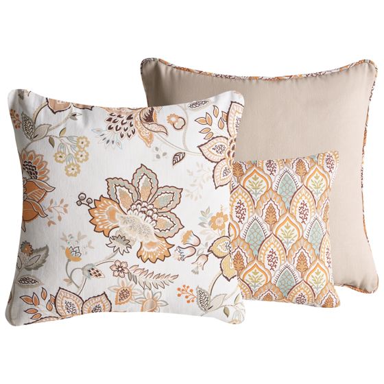 Set med 3 dekorativa kuddar HOPEA 30 x 50 cm 45 x 45 cm Bomull Flerfärgad Blommigt tryck