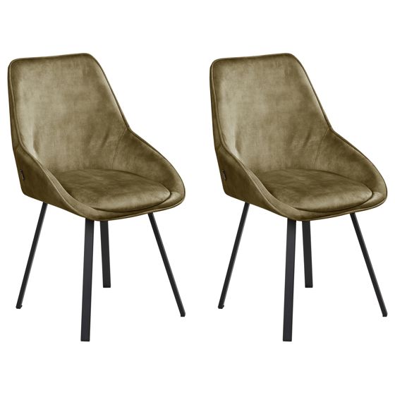 Set med 2 matstolar Vridbar TERLTON Sammet Grön