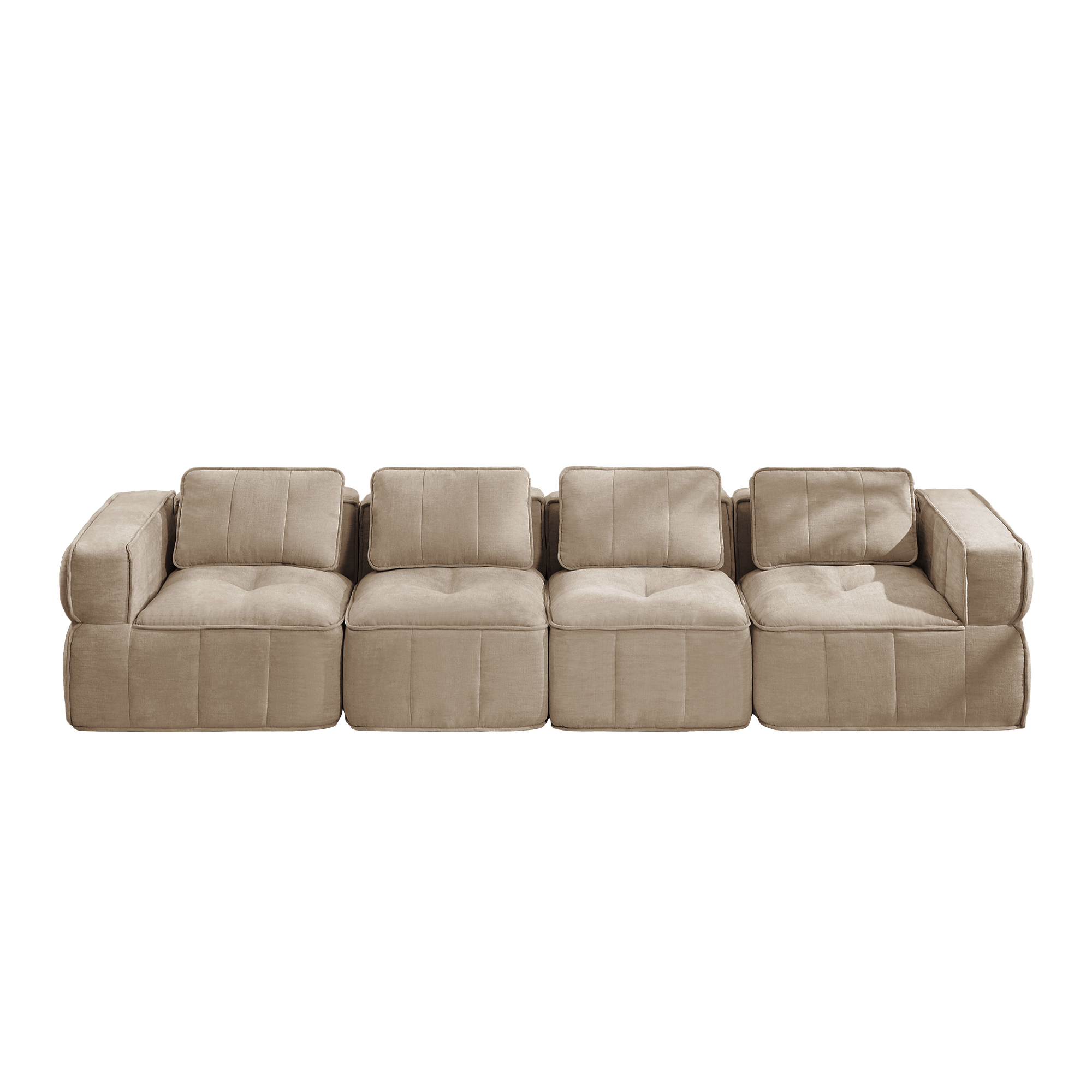 4-sitssoffa, minimalistisk, polyester-sandfärgad