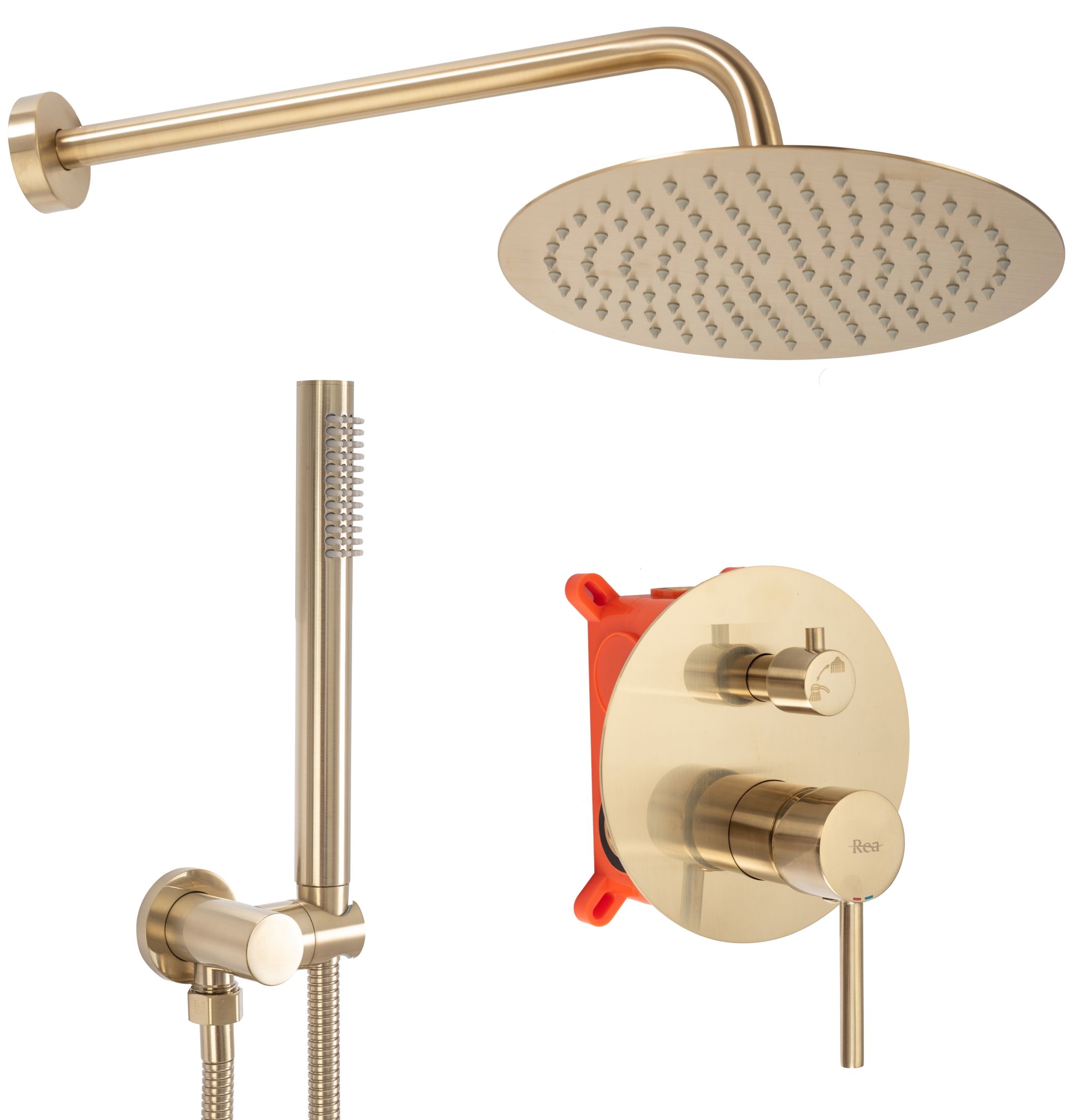 REA Inbyggt Duschset LUNGO Borstat Guld, 36x16x36,5cm