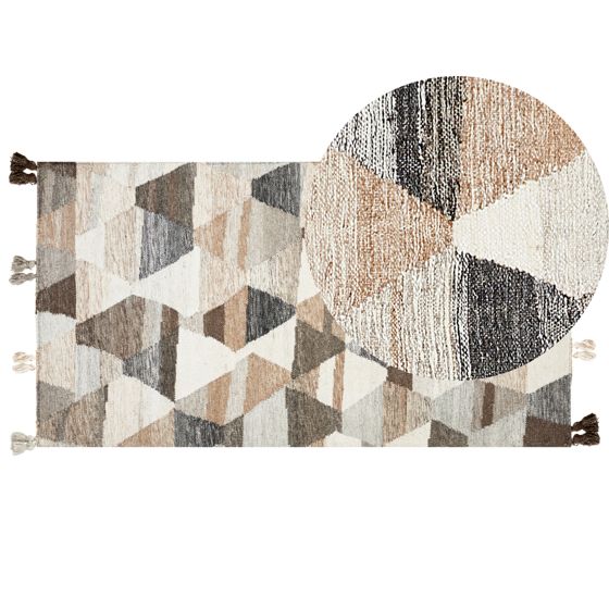 Matta ARGAVAND Beige 80 x 150 cm Kelim Ull