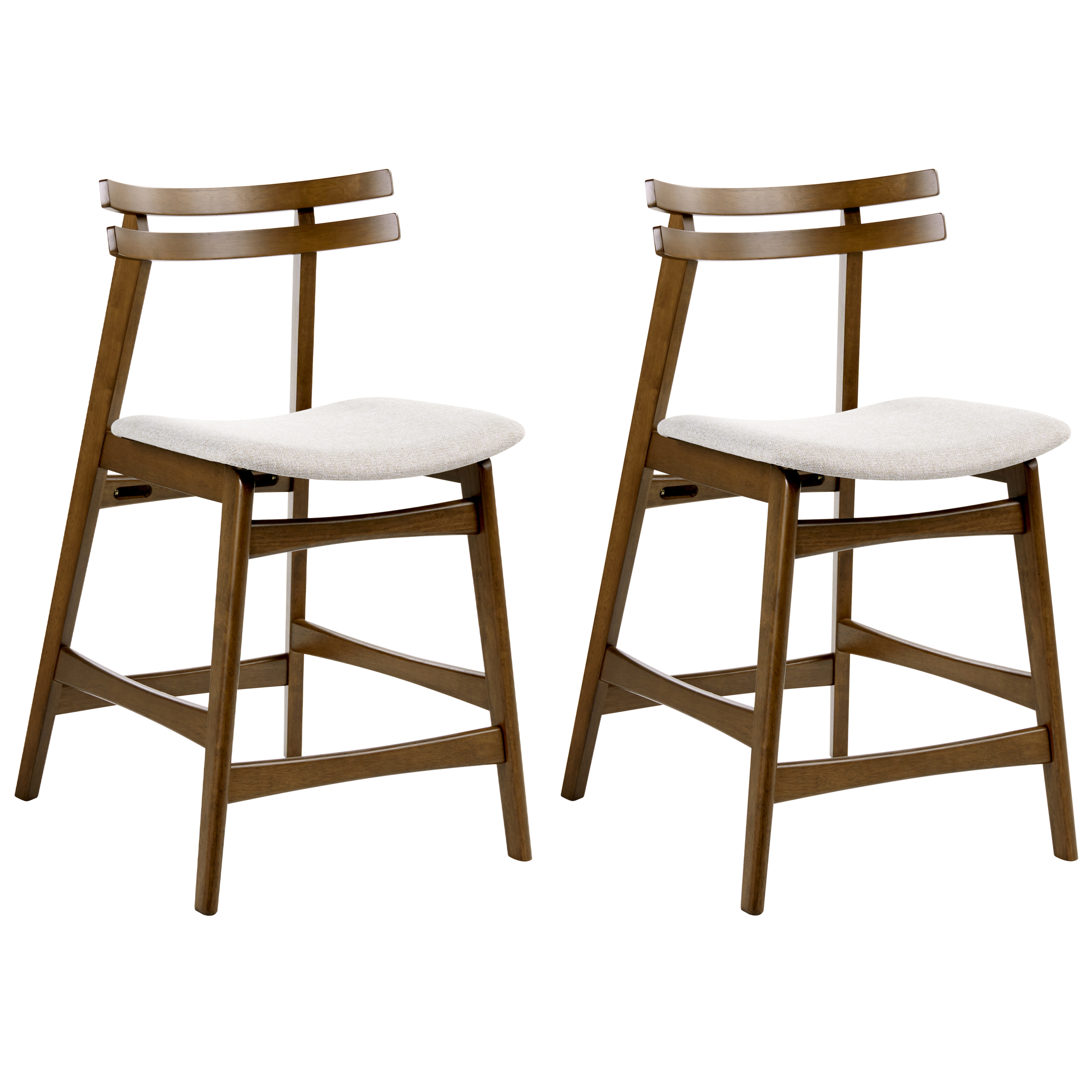 Set med 2 barstolar CYNTHIANA Trä Brun/ Ljusbeige