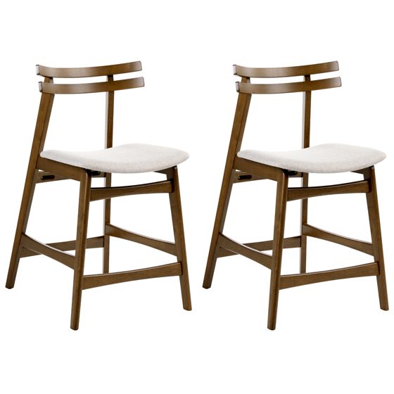 Set med 2 barstolar CYNTHIANA Trä Brun/ Ljusbeige