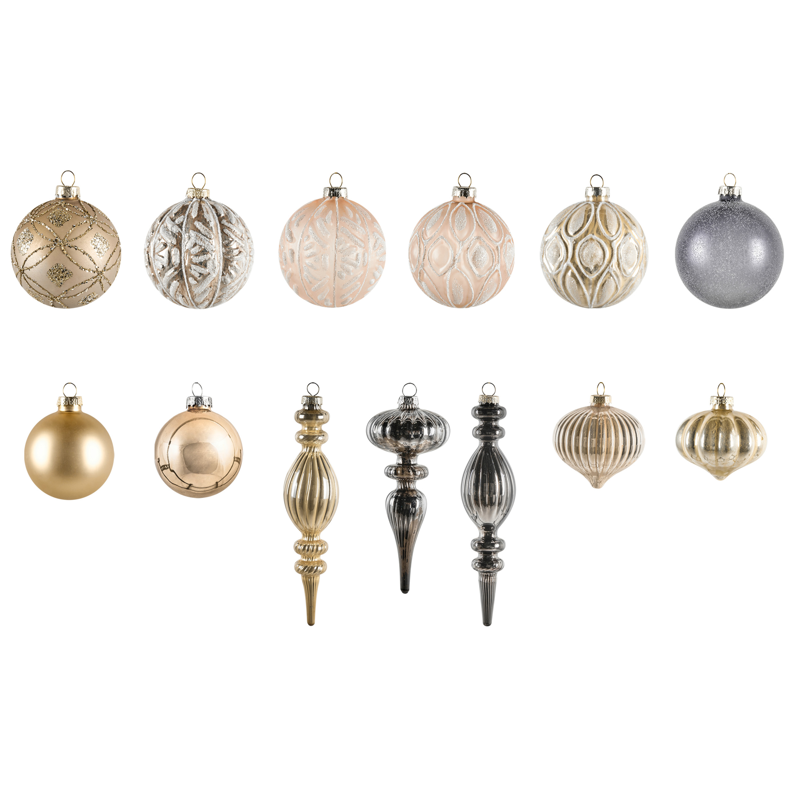 Set med 24 julgranskulor WINTERLIGHT Glas Roséguld