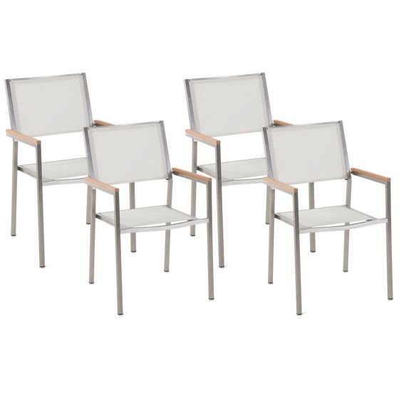 Set med 4 trädgårdsstolar GROSSETO Rostfritt stål Vit
