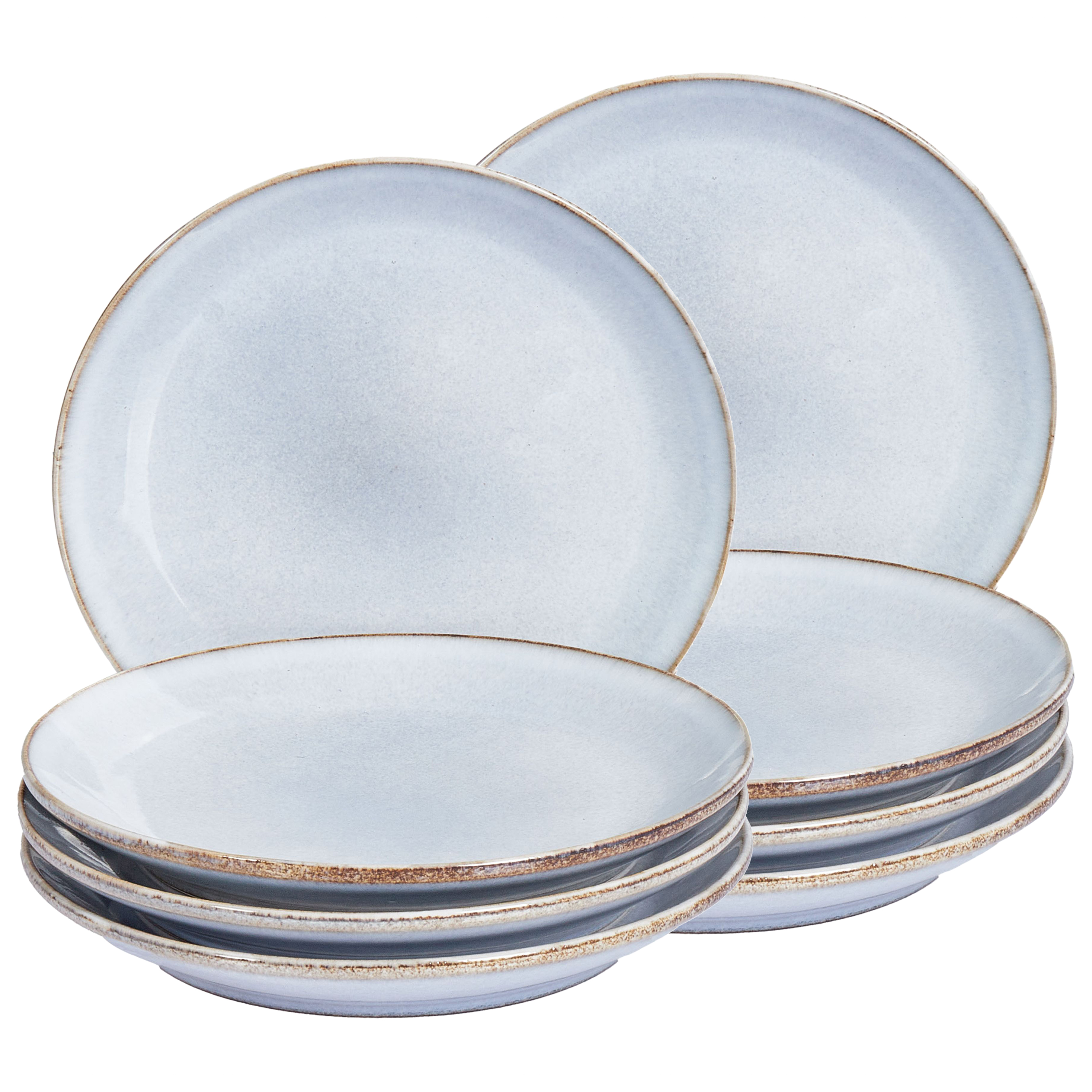 Set med 8 assietter JUNIPER Stengods Ljusblå 21 cm