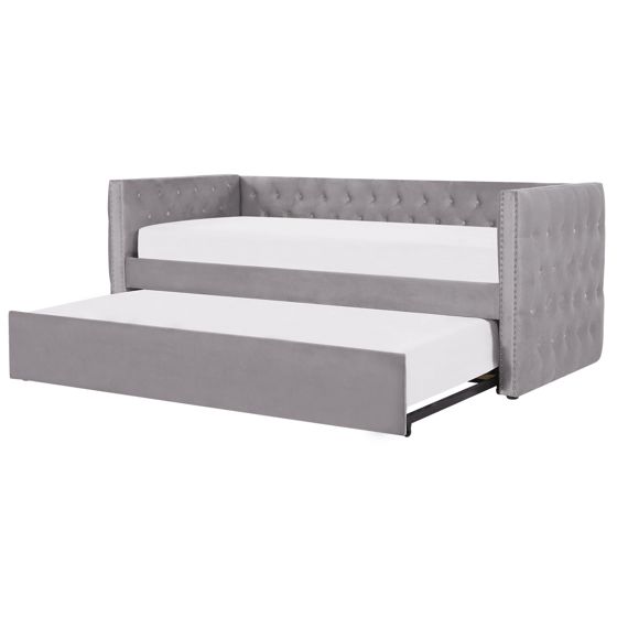 Utdragbar säng Sammet GASSIN 90 x 200 cm Grå