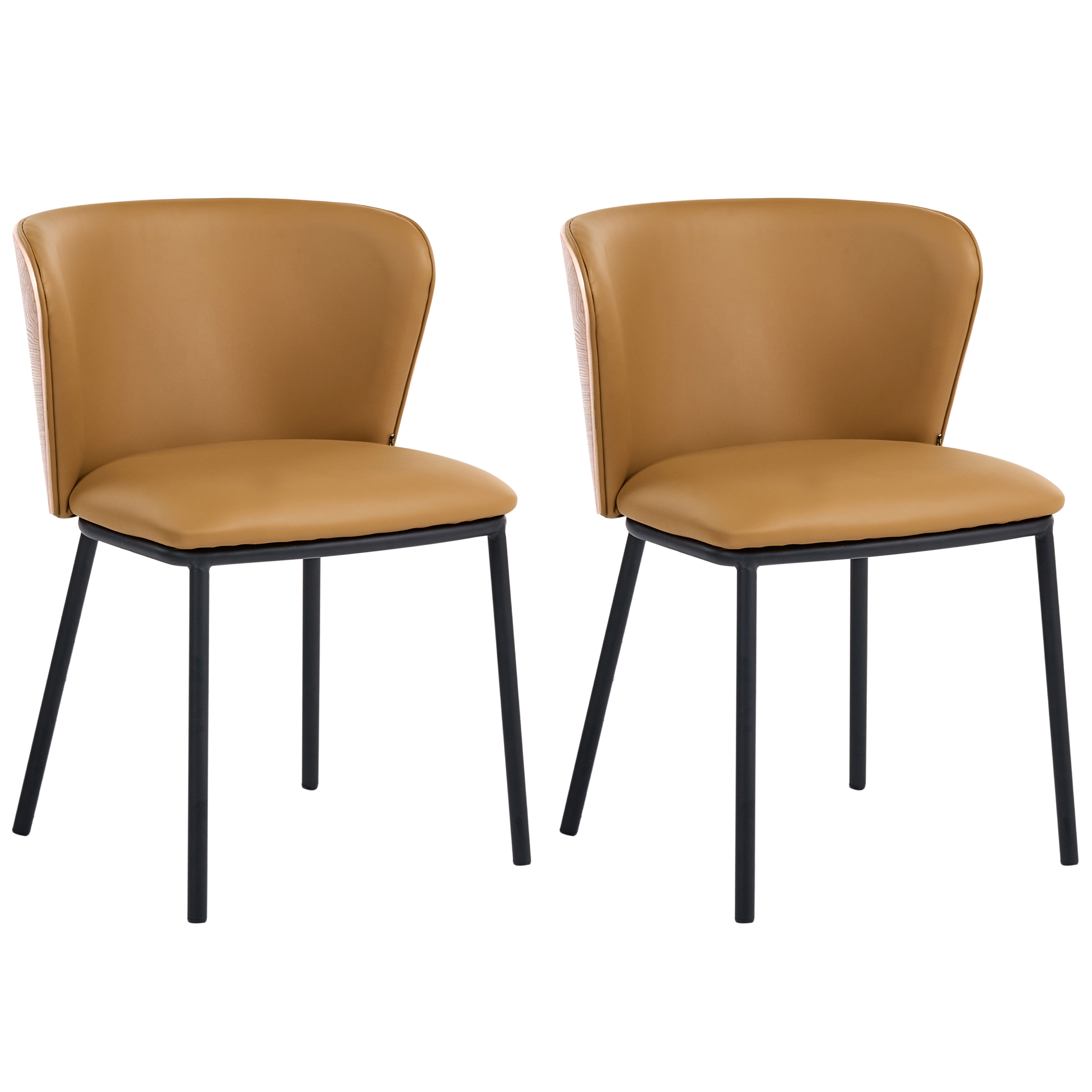 Set med 2 matstolar HOSKIN Konstläder Brun