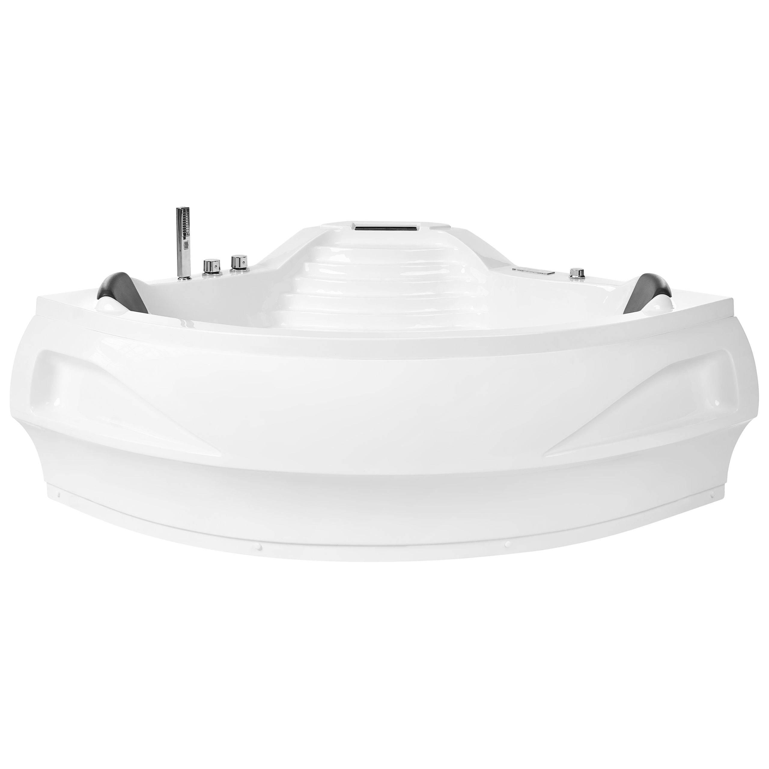 Hörnbubbelbadkar med LED MONACO 2100 x 1450 mm med inbyggd Bluetooth-högtalare Vit