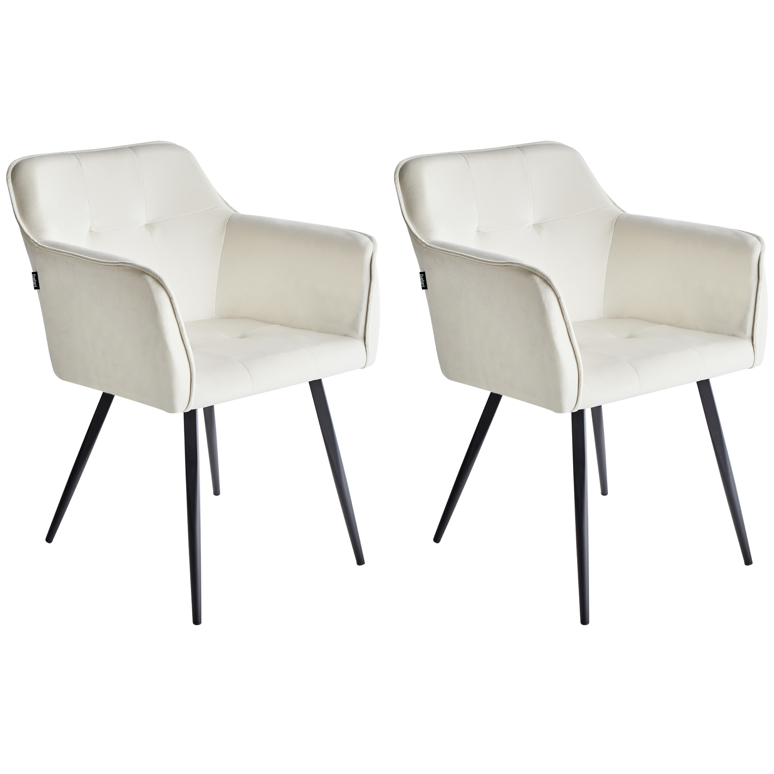 Set med 2 matstolar JASMIN Sammet Ljusbeige