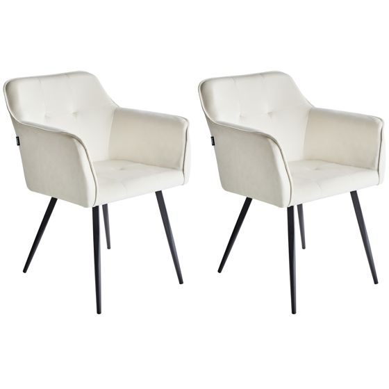 Set med 2 matstolar JASMIN Sammet Ljusbeige