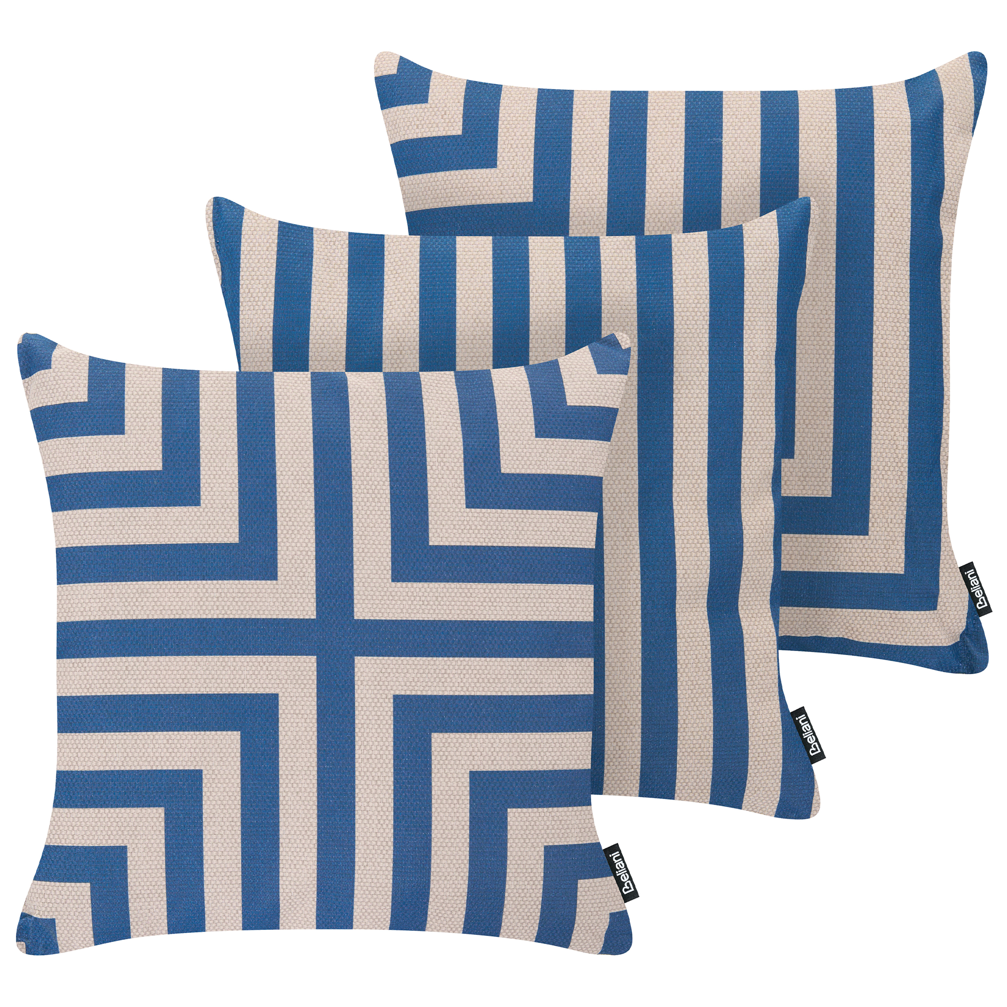 Set med 3 utomhusdynor APIOS Geometriskt tryck 45 x 45 cm Beige/ Blå
