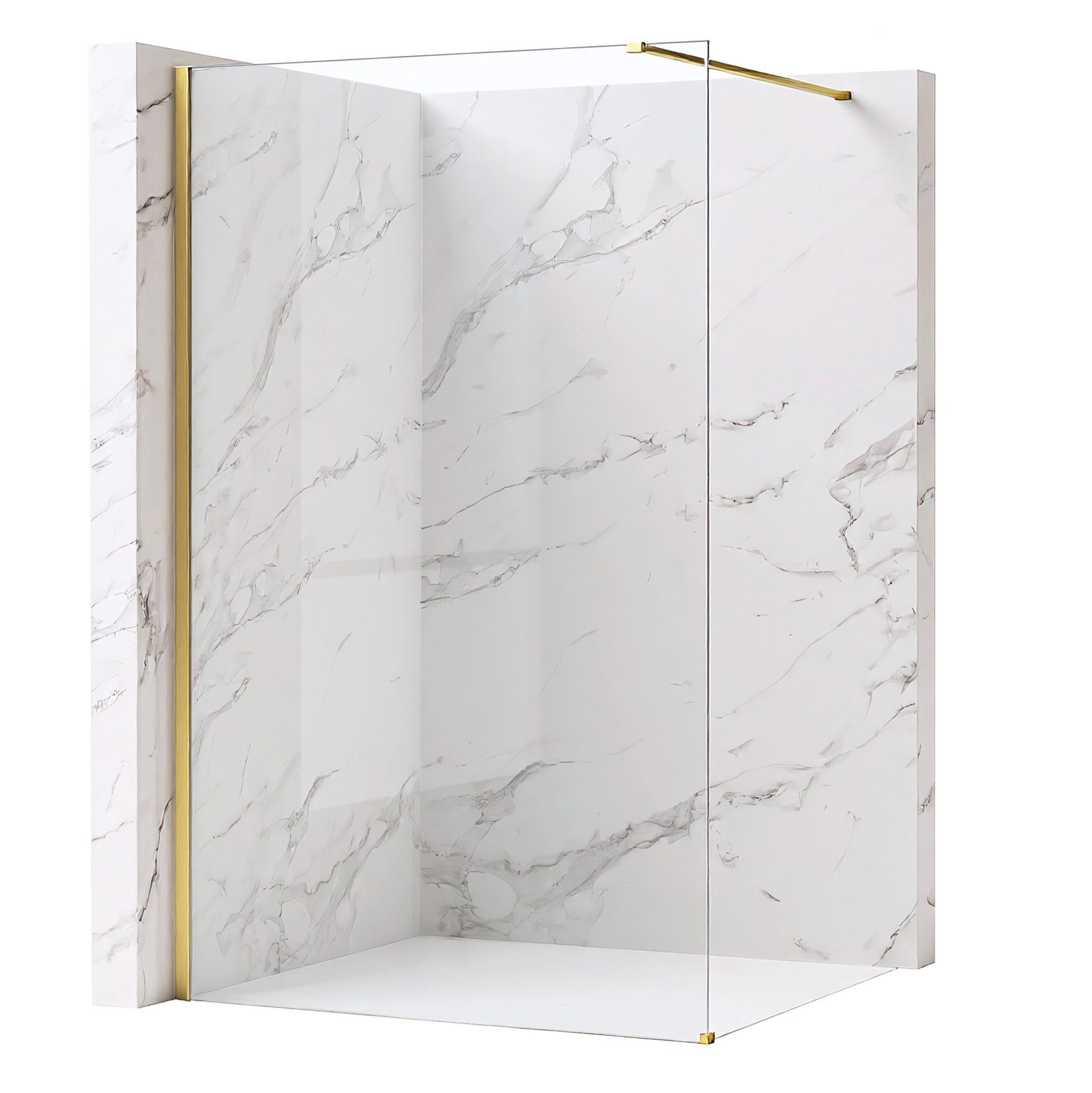 REA Duschvägg Flexi Transparent 90 Borstat Guld, 120x90x195cm