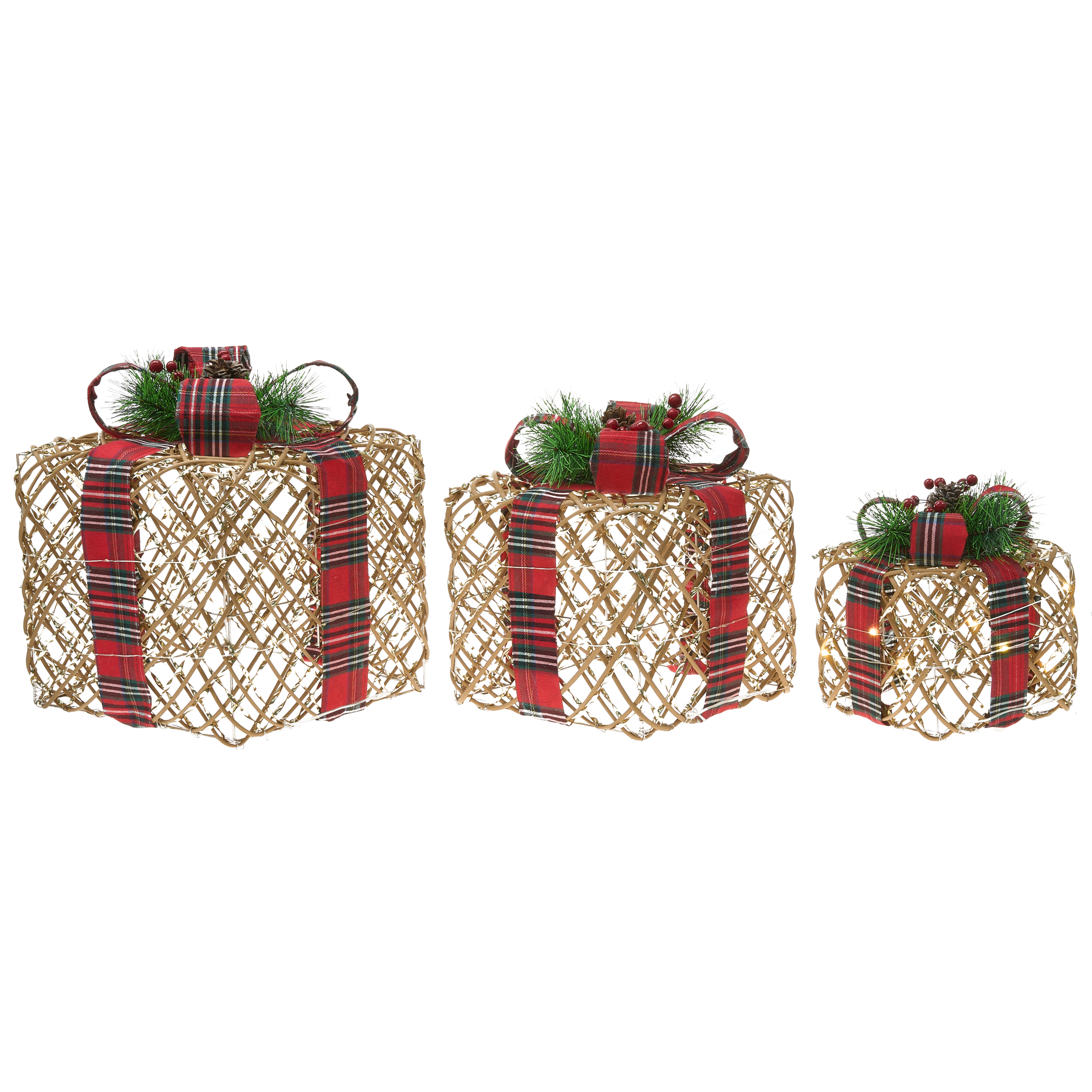 Set med 3 juldekorationer LED VANDET 20/25/30 cm Julklappar Brun