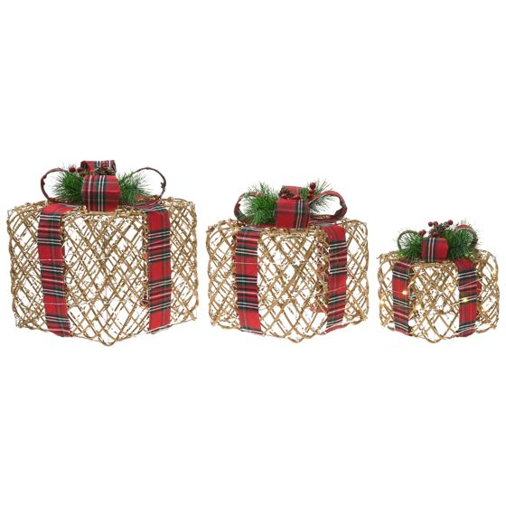 Set med 3 juldekorationer LED VANDET 20/25/30 cm Julklappar Brun