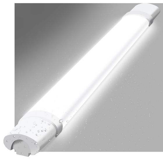 NETTLIFE 2 90CM Fukttät, LED-taklampa -24W, 3000LM Taklampa, verkstadslampa, LED-rör, IP65 Vattentät, 5000K