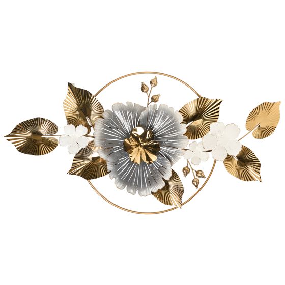 Väggdekoration Blomma TERBIUM 56 cm Metall Guld