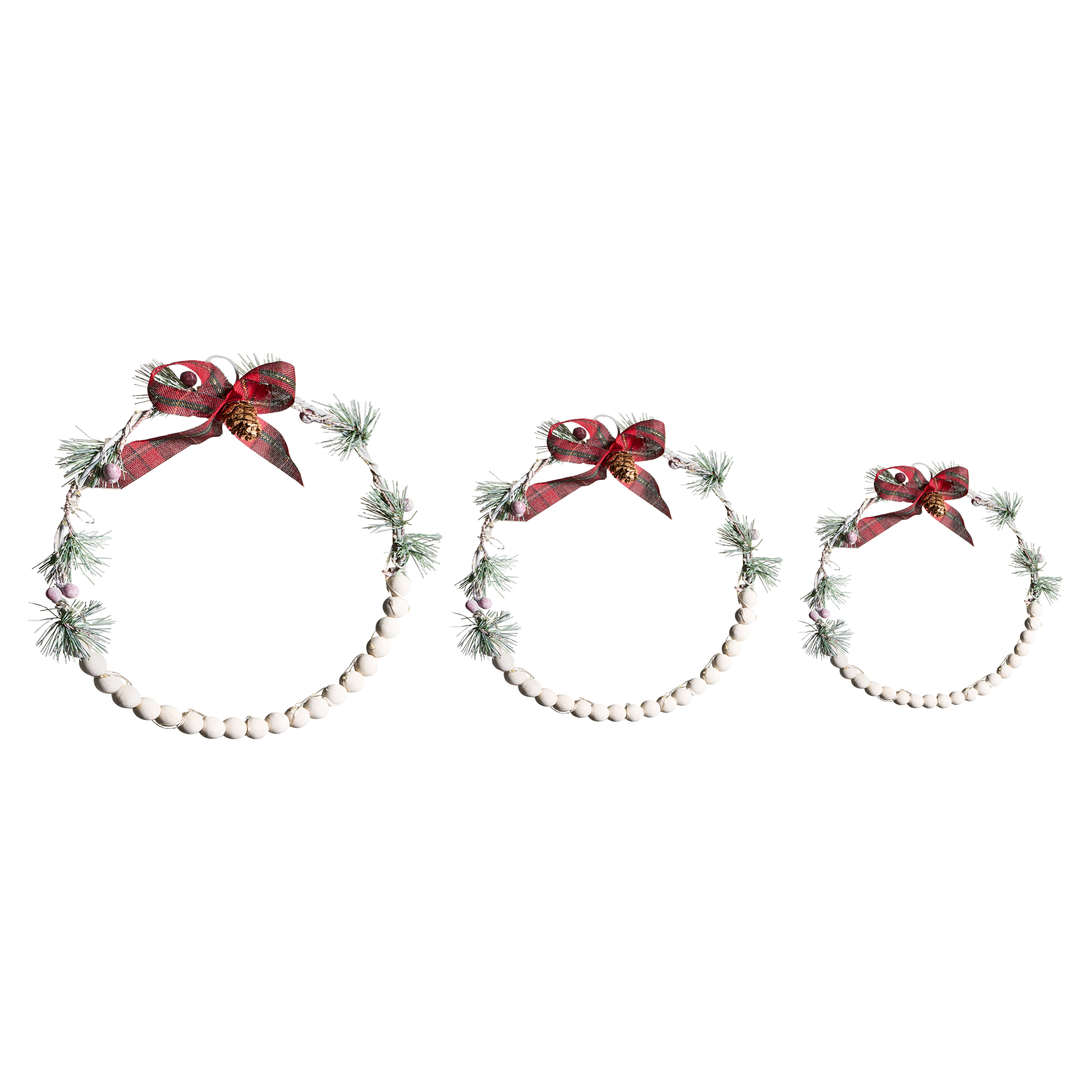 Set med 3 hängande dekorationer LED KEITELE 25/30/35 cm Krans Vit