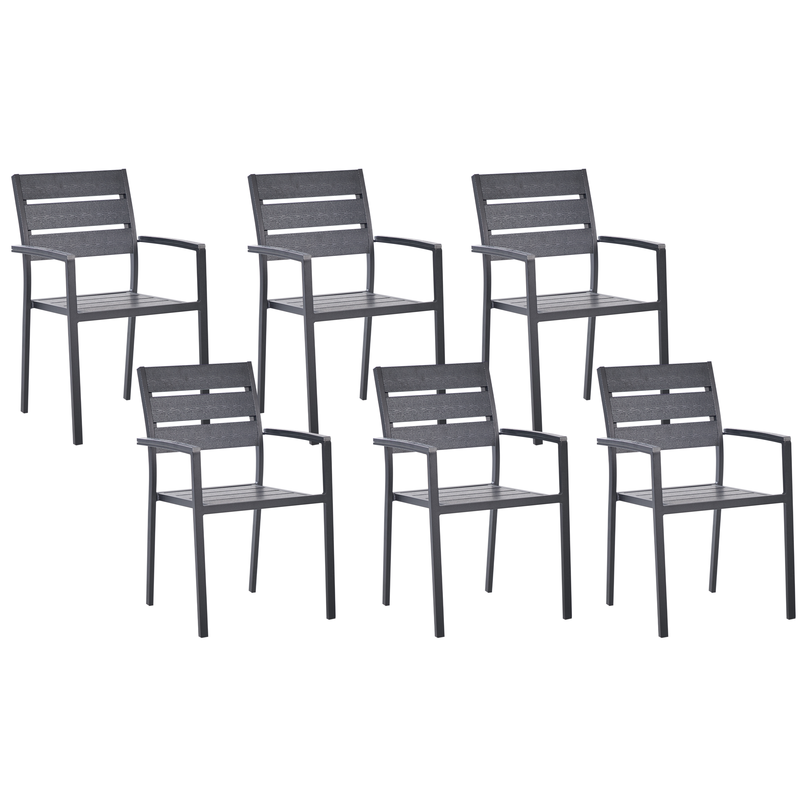 Set med 6 trädgårdsstolar VERNIO Svart