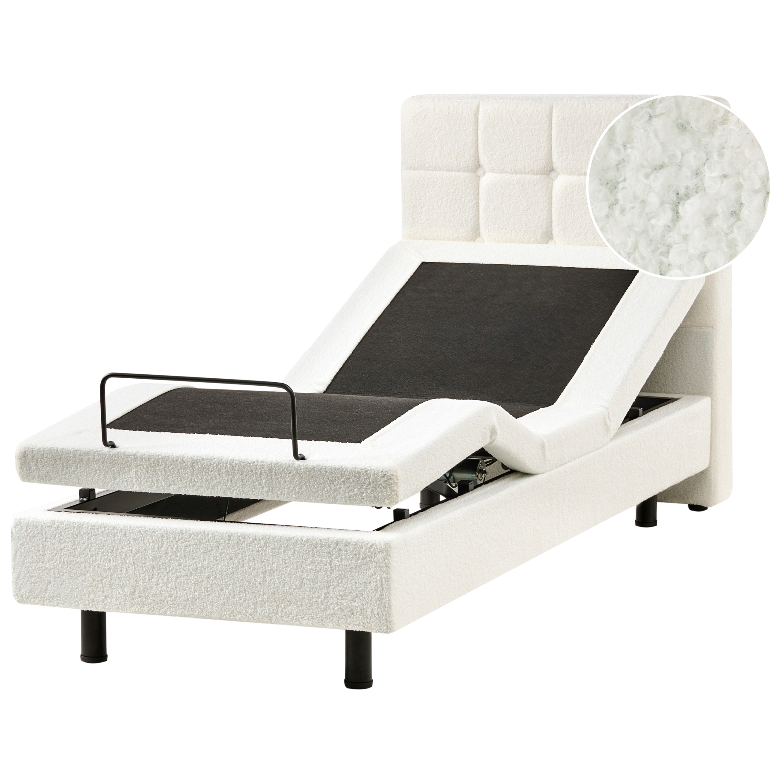 Justerbar säng Bouclé DUKE 80 x 200 cm Off-White