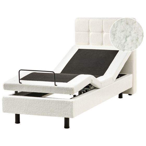 Justerbar säng Bouclé DUKE 80 x 200 cm Off-White