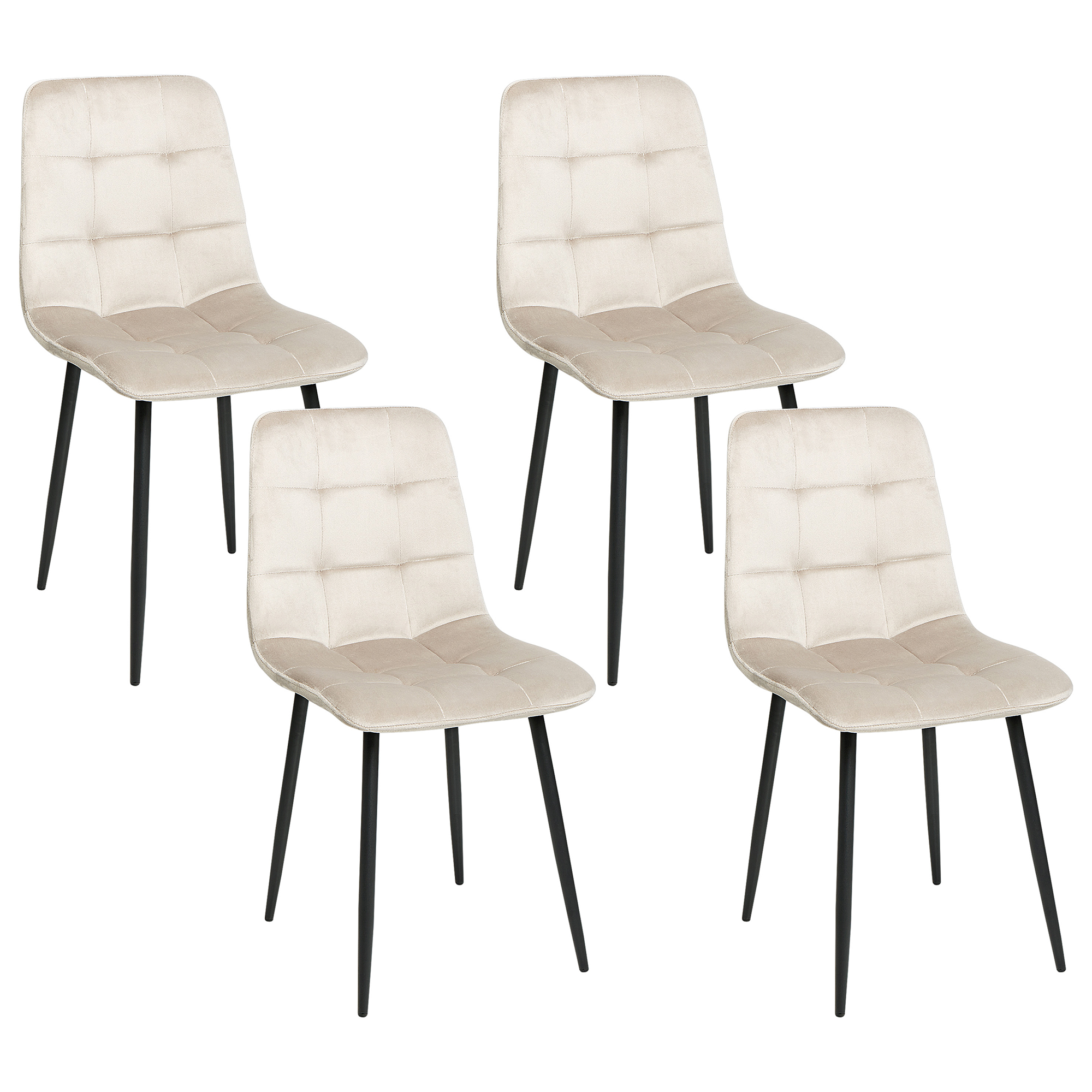 Set med 4 matstolar POWELL Sammet Beige