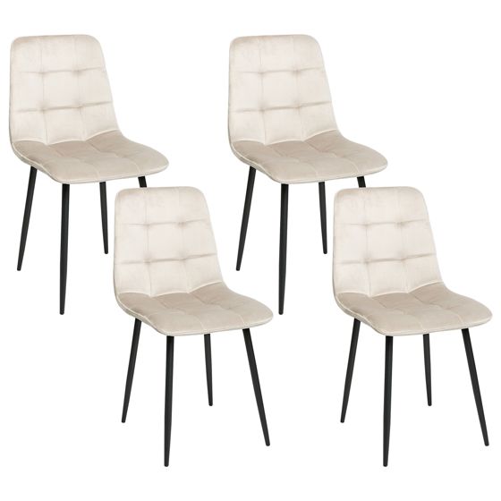 Set med 4 matstolar POWELL Sammet Beige