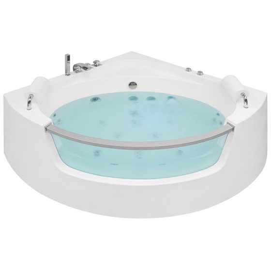 Hörnbubbelbadkar med LED MANGLE 1870 x 1360 mm Vit