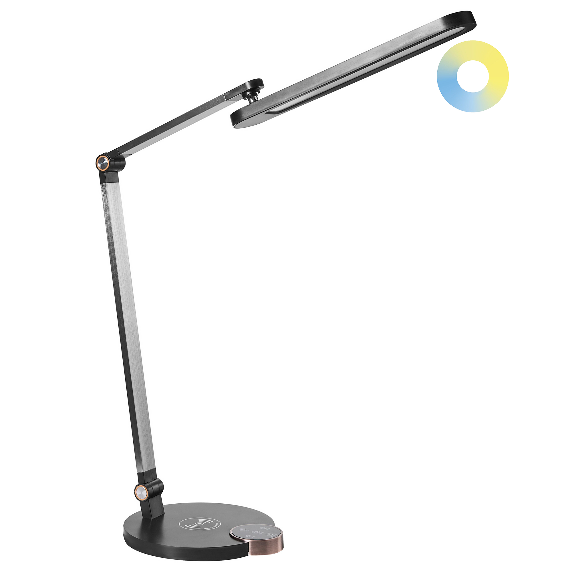 LED-skrivbordslampa CAROY med trådlös laddare Svart