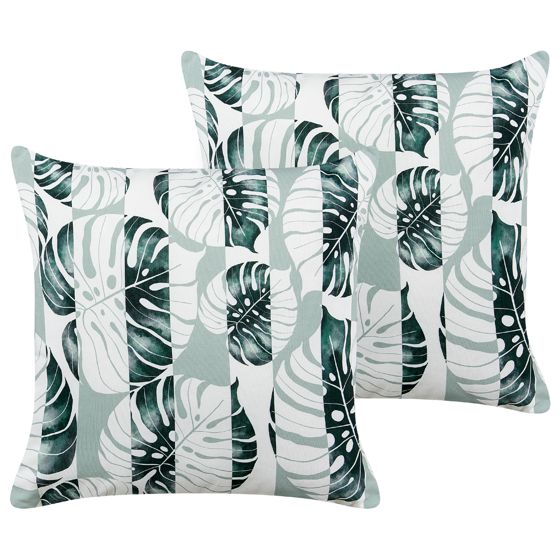 Set med 2 utomhusdynor TERMINI Växtmotiv 45 x 45 cm Grön