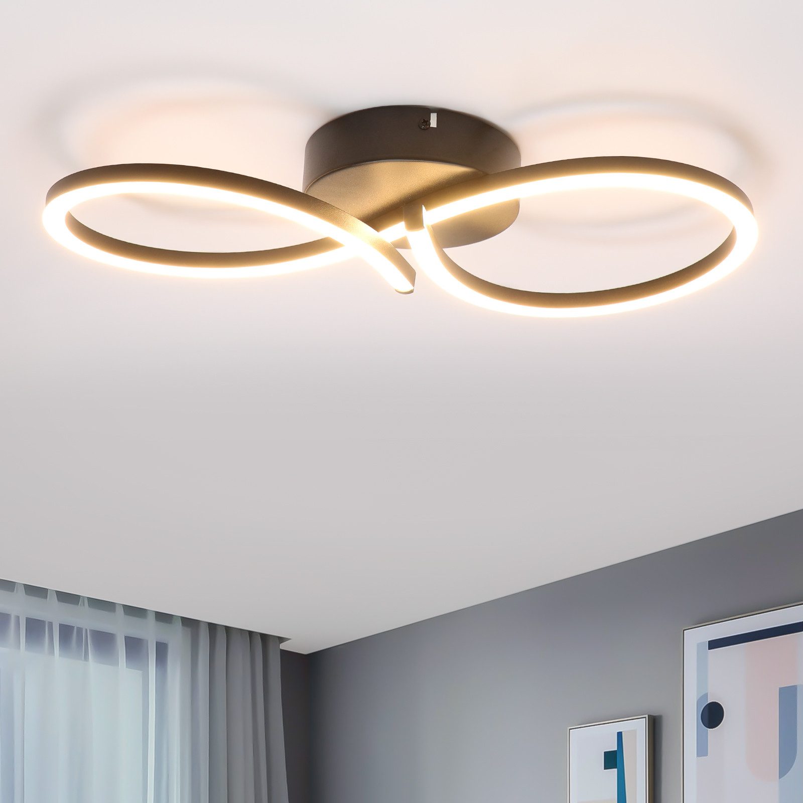 NETTLIFE LED - taklampa, för vardagsrum, 24W, modern, kreativ, svart kökslampa, 3000K, varmvit