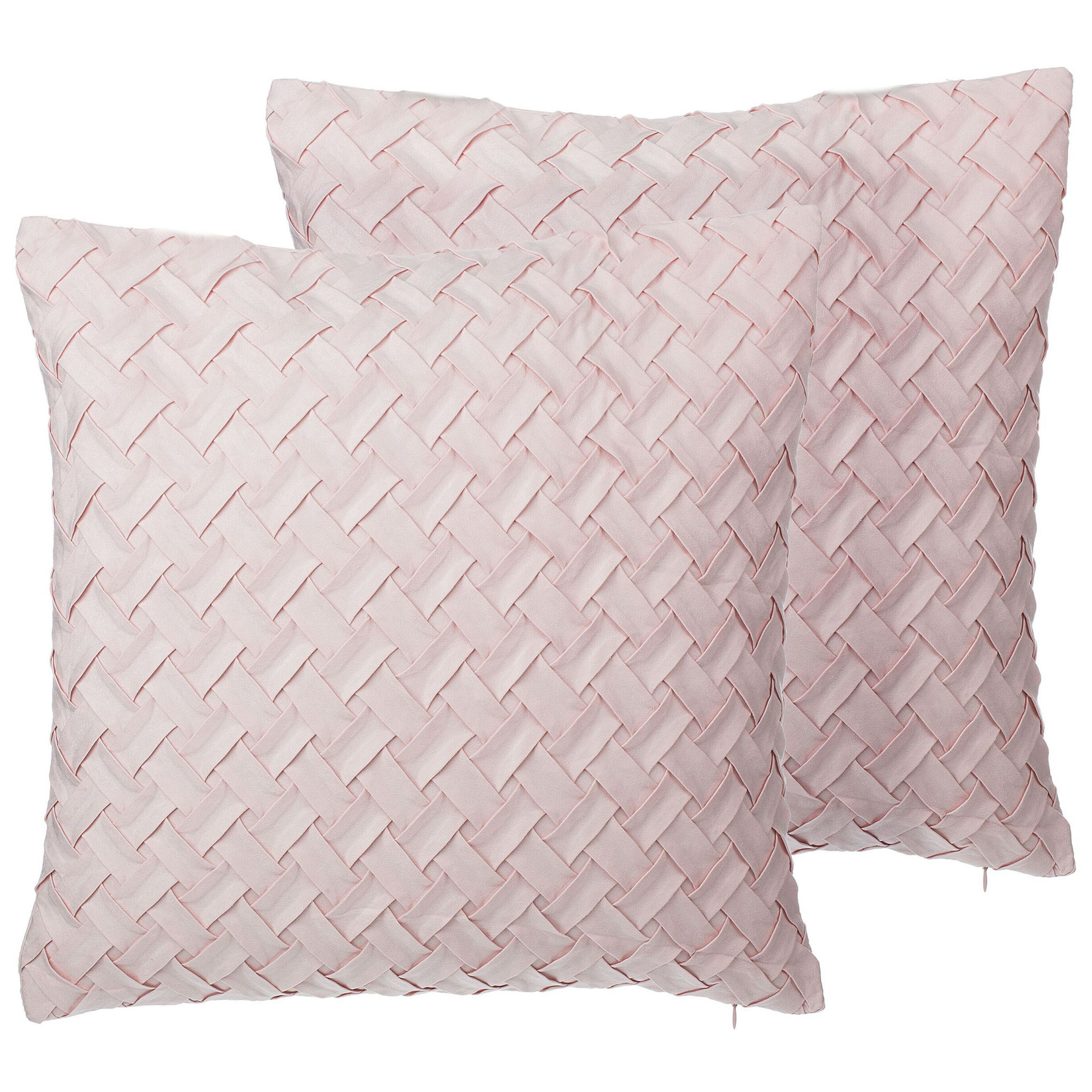 Set med 2 prydnadskuddar TITHONIA 45 x 45 cm Rosa Chevrontryck