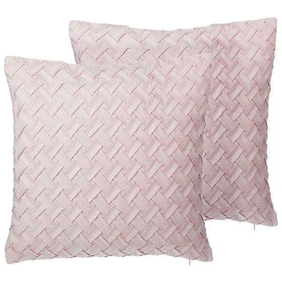 Set med 2 prydnadskuddar TITHONIA 45 x 45 cm Rosa Chevrontryck