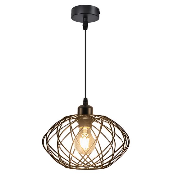 NETTLIFE - pendellampa, industriell, svart, pendellampa - Vintage - metallpendellampa, E27, retrostil