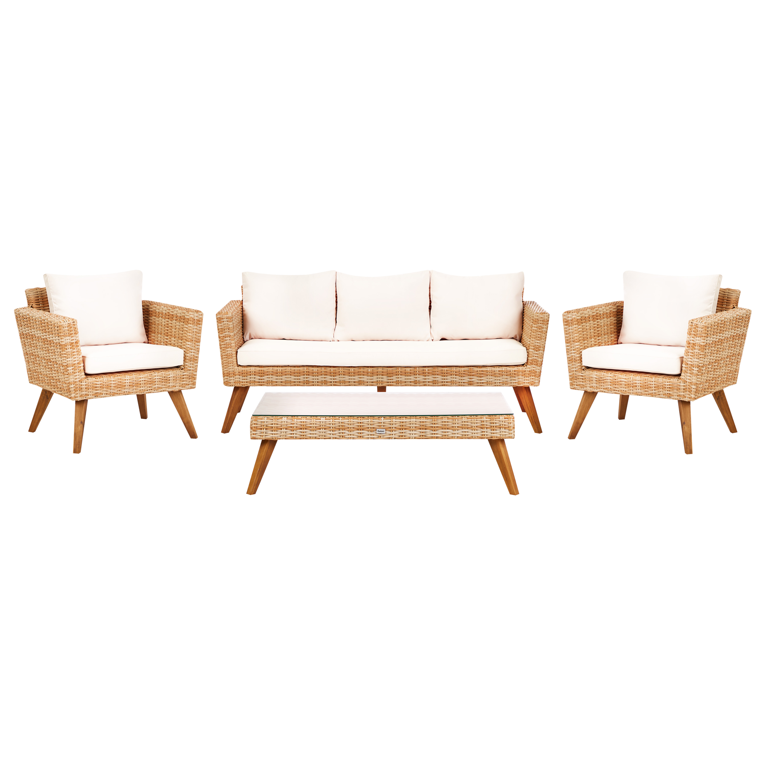 Trädgårdssoffgrupp med bord 5-sits VITTORIA XL Konstrotting Off-White
