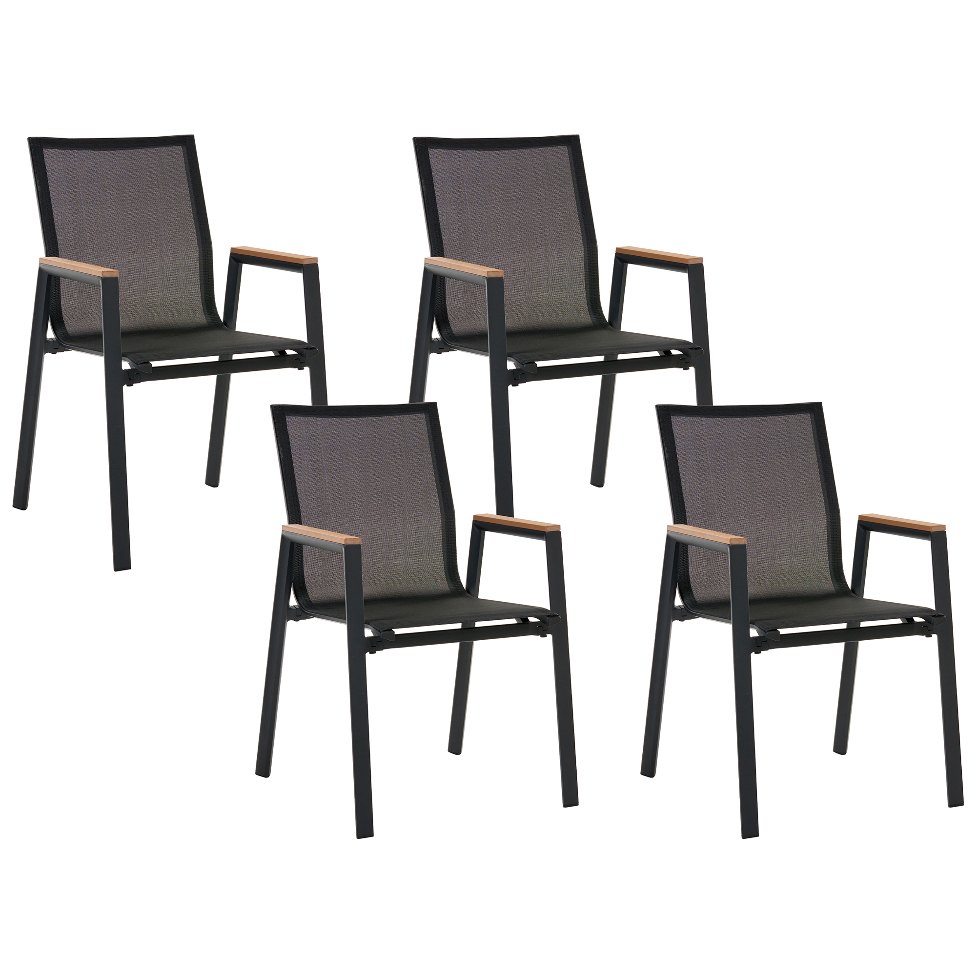 Set med 4 trädgårdsstolar TIANO Metall Svart