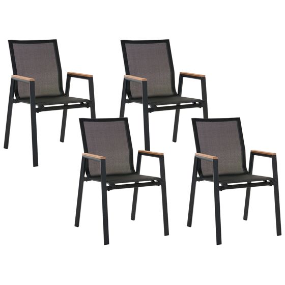 Set med 4 trädgårdsstolar TIANO Metall Svart