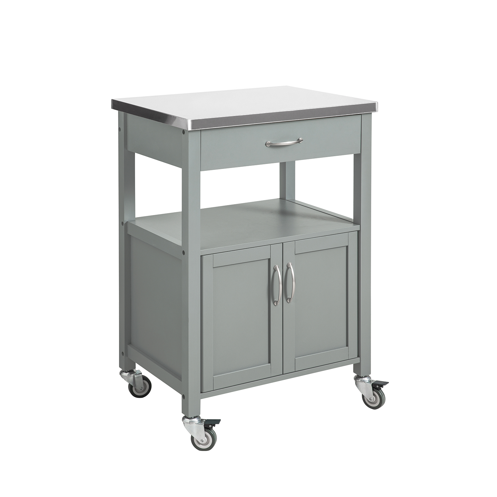 SoBuy Köksvagn med Arbetsyta Serveringsvagn med Hjul Sido Bord i Trä Rollvagn Kökshylla Stående Mångsidig Skåp för Kök, Utomhus & Sovrum Ljusgrå 60x44x92cm FKW22-HG