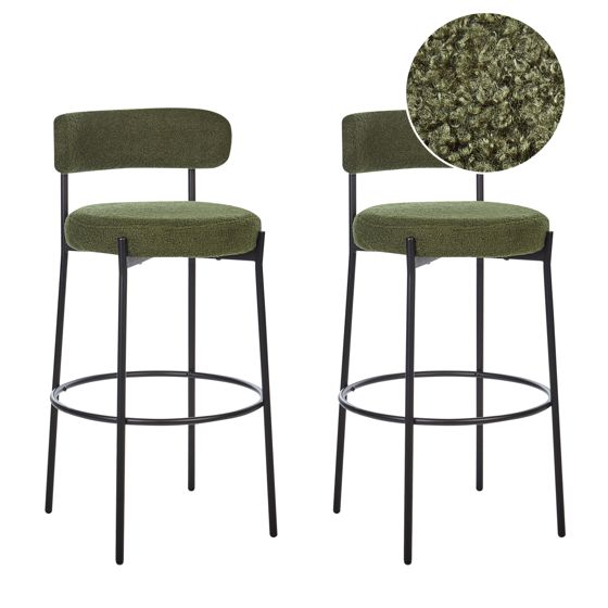 Set med 2 barstolar ALLISON Bouclé Grön