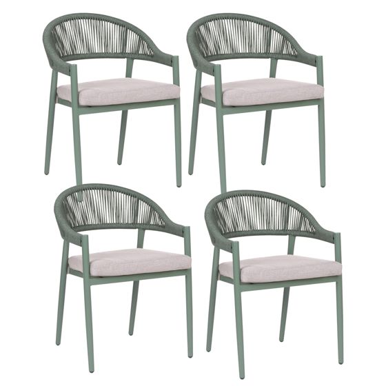 Set med 4 stolar med dynor ORMEA Metall Grön