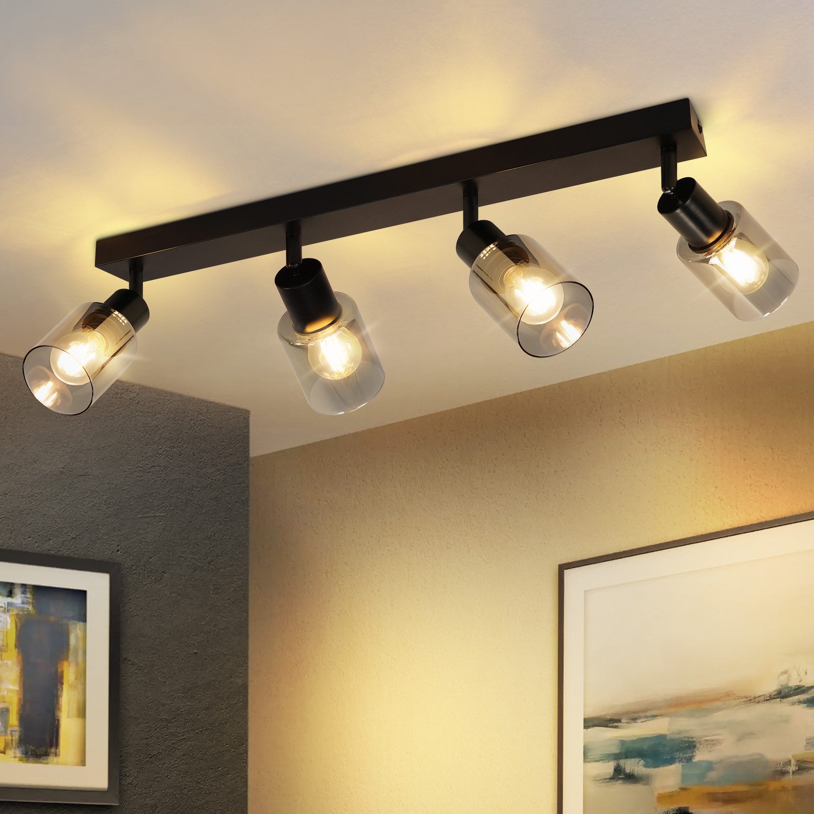 NETTLIFE - taklampa spotlight 4 lågor svart industriell E14 taklampa för vardagsrummet